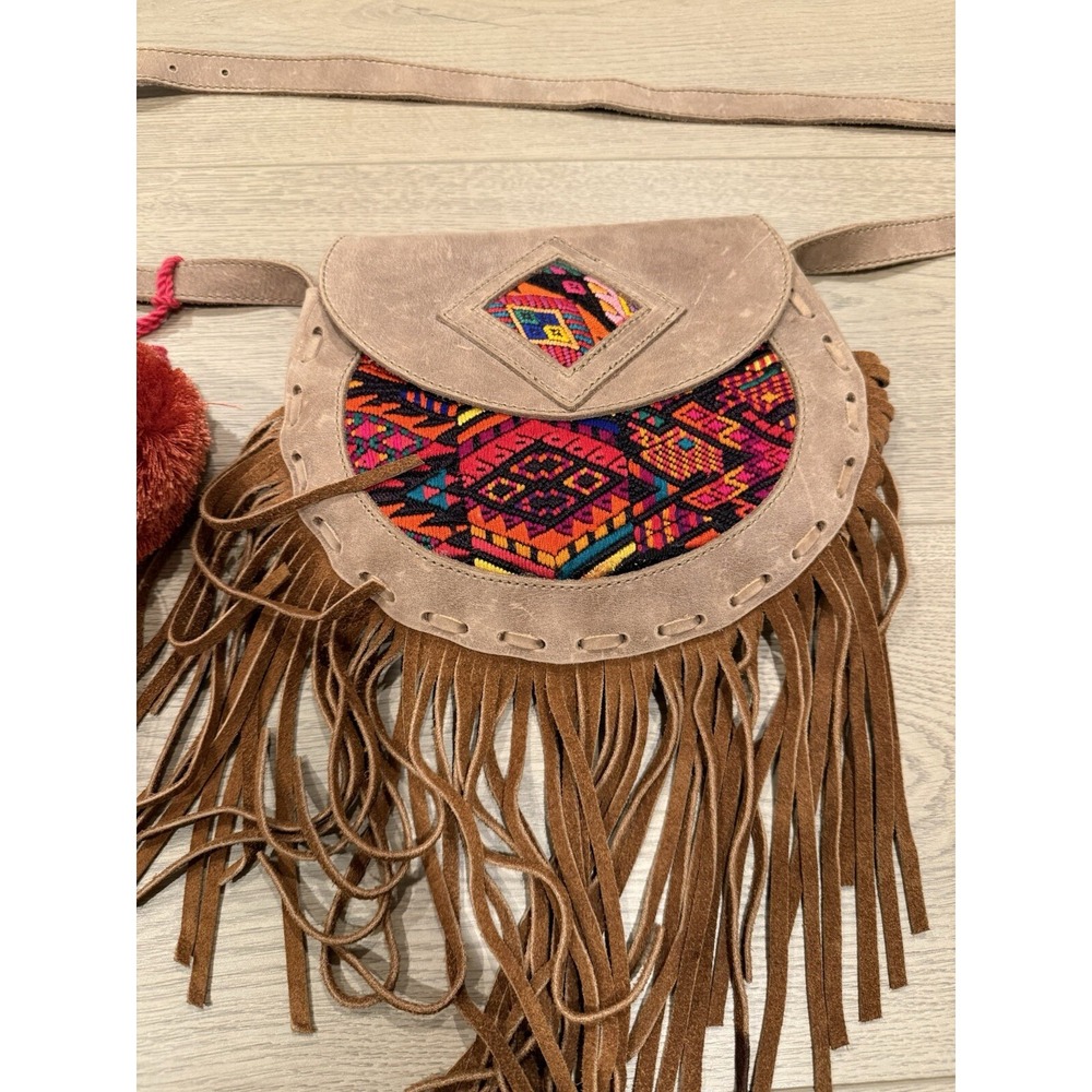 Hiptipico Fringe‎ Bag purse cross body suede Pom Pom Western Coachella Festival